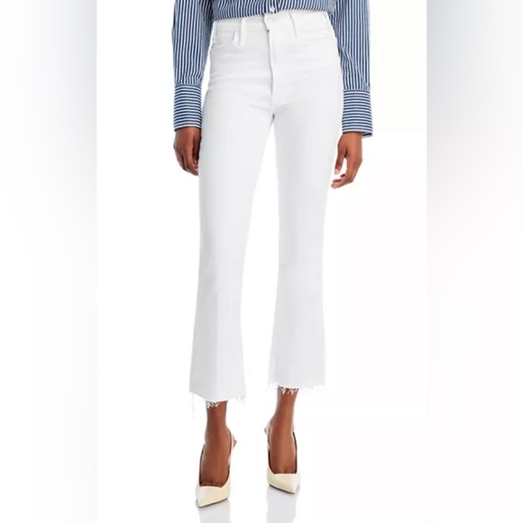 MOTHER Denim - MOTHER The Hustler Ankle Fray In Fairest Of Them All White High Rise Jeans 30
